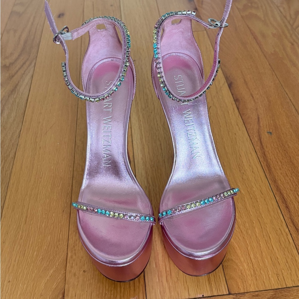 Stuart Weitzman Nudist Hollywood Glam 3 Sandals in Cotton Candy - EU37